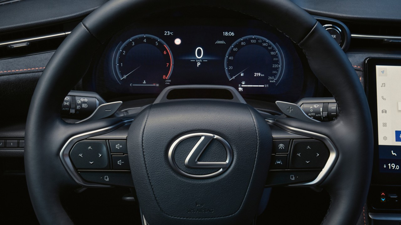 Lexus LBX instrument display and steering wheel